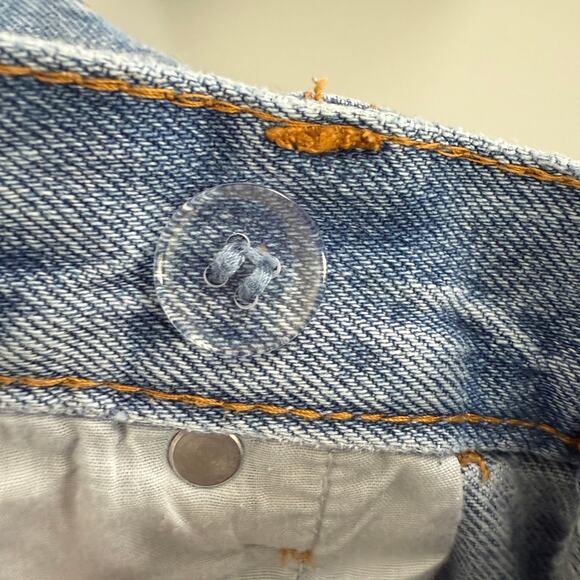 PRINCESS POLLY Sz 6 Trendy Asymmetric Straight Leg Lt Wash Oversized Denim Jeans - Picture 10 of 15